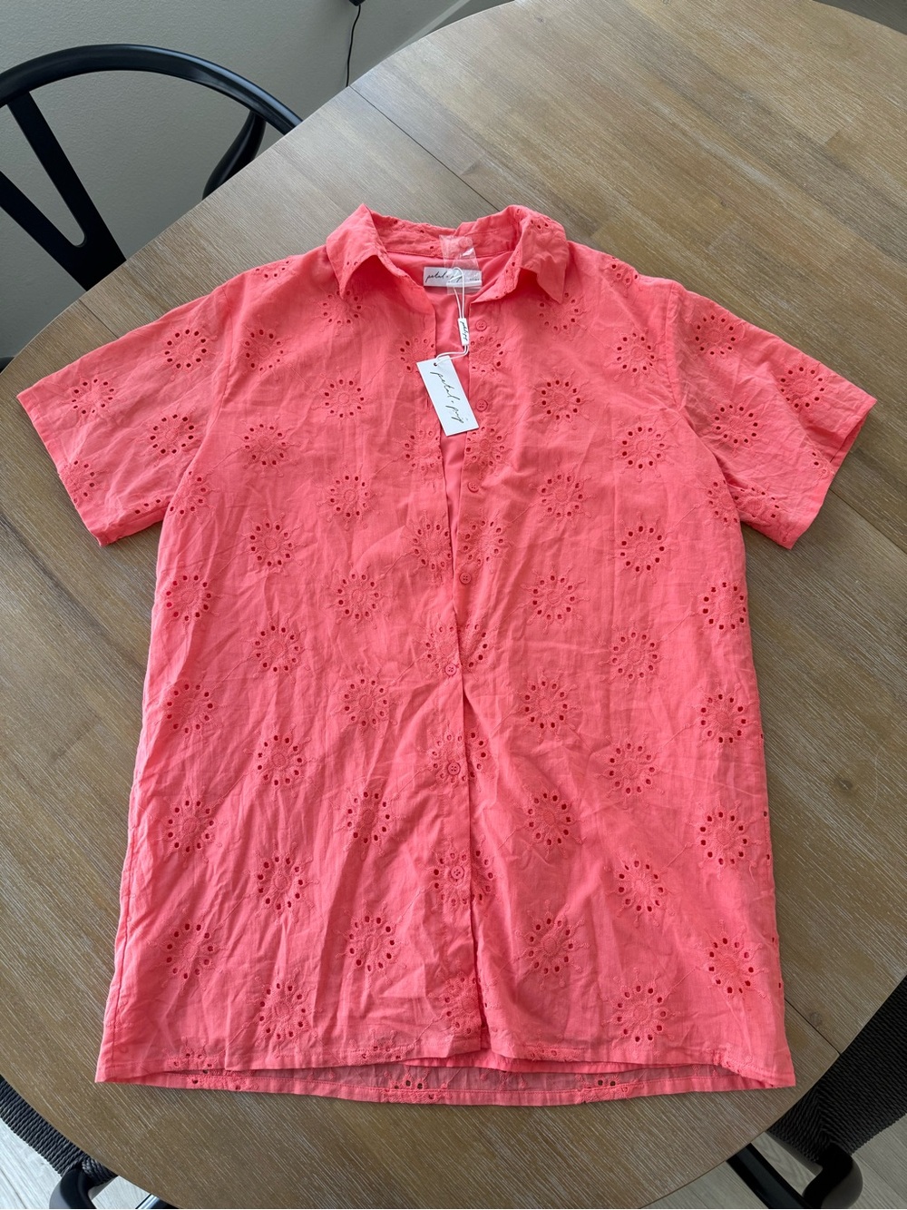 Petal & Pup Coral Eyelet Button-Down Shirt